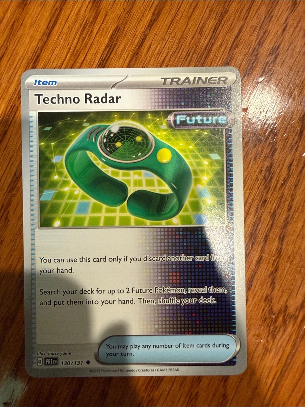 Pokemon Techno Radar Trainer Card - future card green, Yellow, Silver